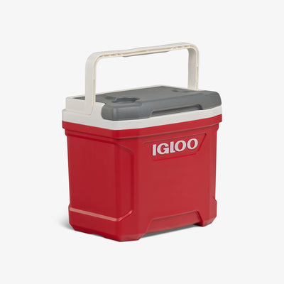 Angle View | Latitude 16 Qt Cooler::Red::Tall design fits longneck bottles 