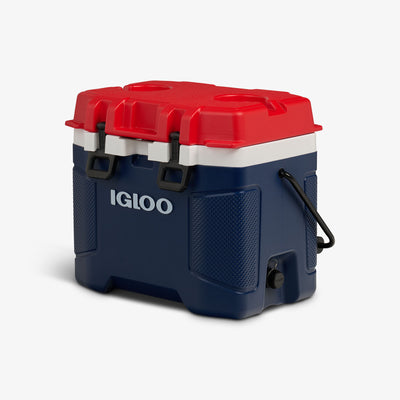 Angle View | Trailmate 25 Qt Cooler::Americana::Two-finger Sure-Lock™ latches