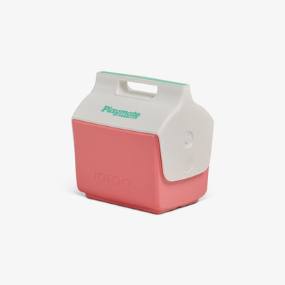 Angle View | Little Playmate 7 Qt Cooler::Flamingo::Trademarked tent-top design