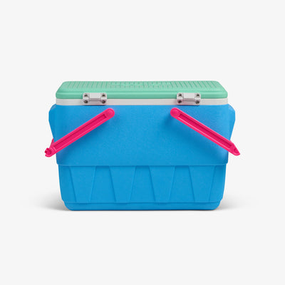 Back View | Retro Picnic Basket 25 Qt Cooler::Carolina Blue::