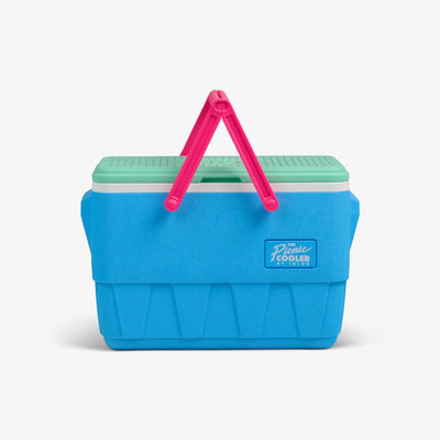 Front View | Retro Picnic Basket 25 Qt Cooler::Carolina Blue::