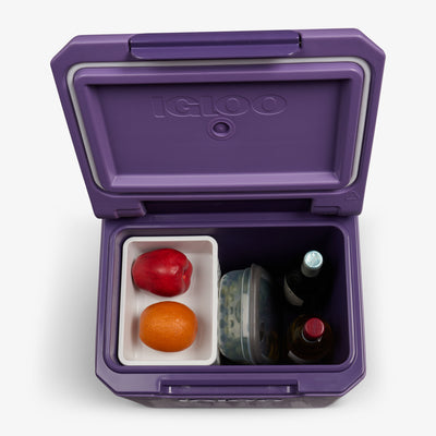 Interior View | Tag Along Too Spinner Cooler::Dusted Grape::Snack basket & drink tub 