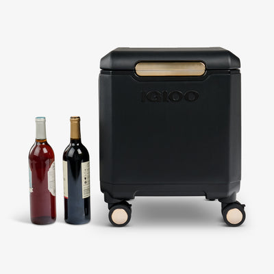 Size View | Tag Along Too Spinner Cooler::Luxe Black::Holds 4 wine bottles