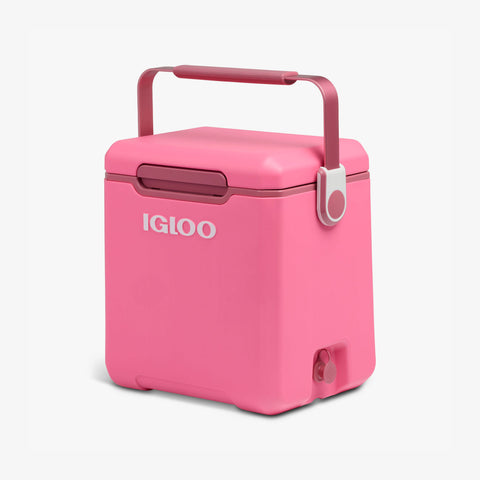 Angle View | Tag Along Too Highrise Cooler::Thrift Pink::One-touch lid latch 