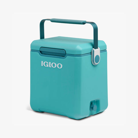 Angle View | Tag Along Too Highrise Cooler::Lagoon Teal::One-touch lid latch 