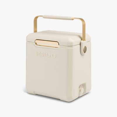 Angle View | Tag Along Too Highrise Cooler::Luxe Linen::One-touch lid latch