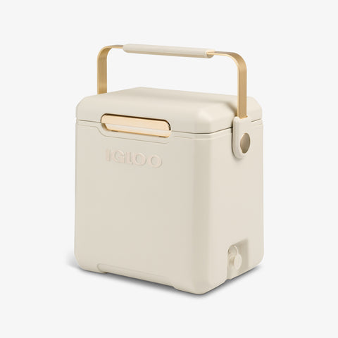 Angle View | Tag Along Too Highrise Cooler::Luxe Linen::One-touch lid latch