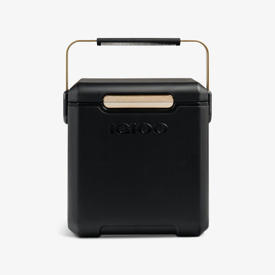 Front View | Tag Along Too Highrise Cooler::Luxe Black::Luxe color w/metallized accents