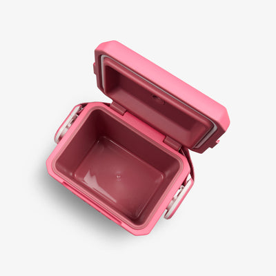 Interior View | Tag Along Too Remix Cooler::Thrift Pink::Stay-open hinge detent
