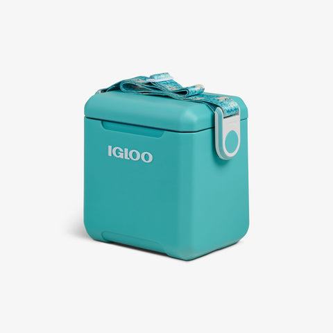 Angle View | Tag Along Too Remix Cooler::Lagoon Teal::Lockable lid w/gasket