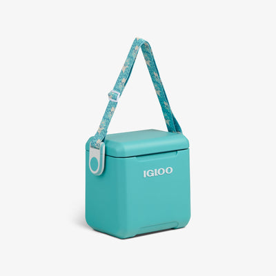 Angle View | Tag Along Too Remix Cooler::Lagoon Teal::Adjustable strap