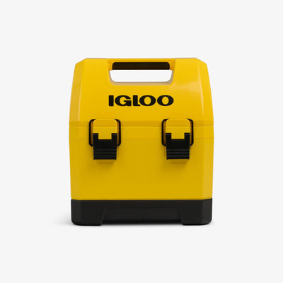 Front View | Gripper CoolBox 10 Qt Cooler::Industrial Yellow::Built-in gripper handle 