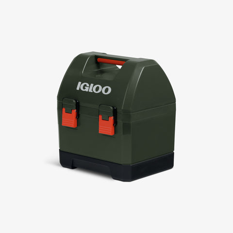 Angle View | Gripper CoolBox 10 Qt Cooler::Sportsman::Toolbox-tough latches 