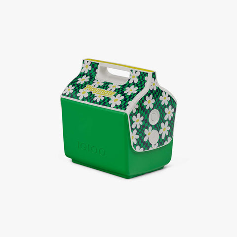 Angle View | Little Playmate 7 Qt Cooler::Psychedelic Daisy::Trademarked tent-top design