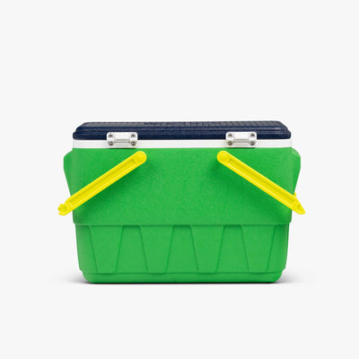 Back View | Retro Picnic Basket 25 Qt Cooler::Whistle Green::
