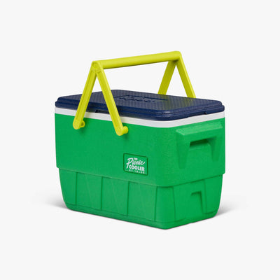 Angle View | Retro Picnic Basket 25 Qt Cooler::Whistle Green::
