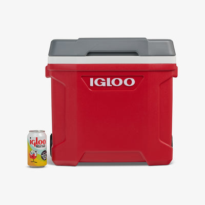 Size View | Latitude 30 Qt Roller Cooler::Red::Fits up to 43 cans 