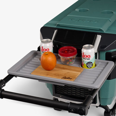 Tray View | Trailmate Journey 70 Qt Cooler::Spruce::Telescoping, double-trigger handle