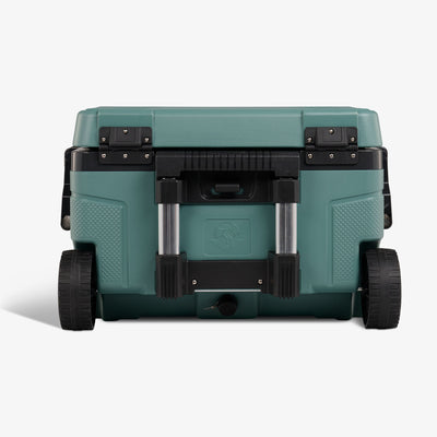 Back View | Trailmate 52 Qt Roller Cooler::Spruce::Drain plug