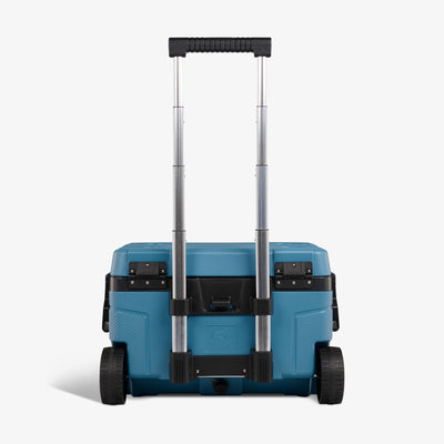 Handle View | Trailmate 52 Qt Roller Cooler::Modern Blue::Telescoping handle + wheels