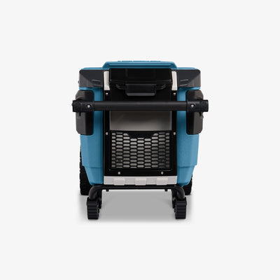 Dry Storage View | Trailmate® Journey 70 Qt Cooler::Modern Blue::Locking dry storage compartment