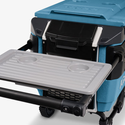 Tray View | Trailmate Journey 70 Qt Cooler::Modern Blue::Telescoping, double-trigger handle