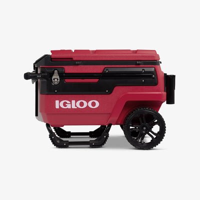 Front View | Trailmate® Journey 70 Qt Cooler::Industrial Red::Oversized, smooth-ride wheels