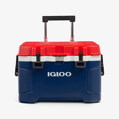 Front View | Trailmate 52 Qt Roller Cooler::Americana::Two-finger Sure-Lock™ latches