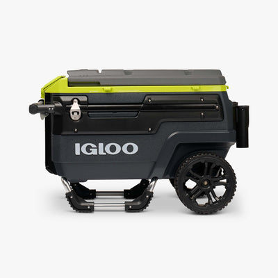 Front View | Trailmate Journey 70 Qt Cooler::Jet Carbon::Oversized, smooth-ride wheels