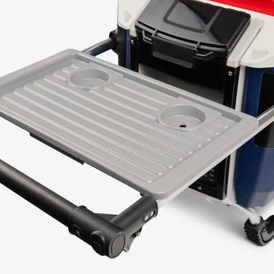 Tray View | Trailmate Journey 70 Qt Cooler::Americana::Telescoping, double-trigger handle