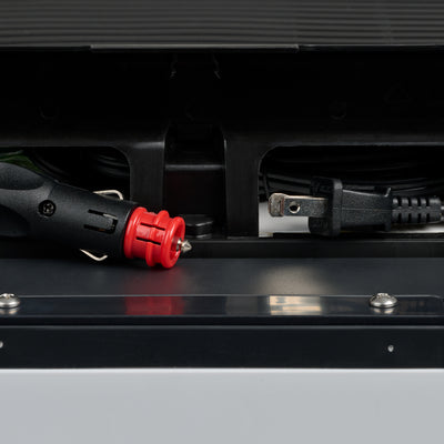 Cord Storage View | Legacy 42 Thermoelectric Cooler::::Power cord storage compartment