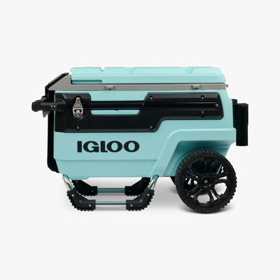 Front View | Trailmate Journey 70 Qt Cooler::Wave::Oversized, smooth-ride wheels