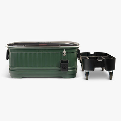 Base View | Party Bar 125 Qt Cooler::Oil Green::Side handles & removable base