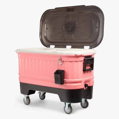 Angle View | Party Bar 125 Qt Cooler::Flamingo::Elevated base