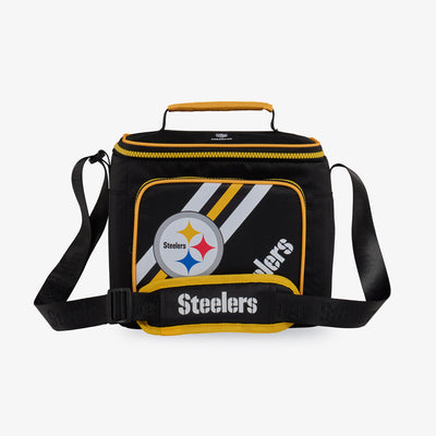 Front View | Pittsburgh Steelers Square Lunch Cooler Bag::::Spacious main compartment