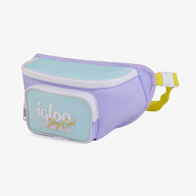 Angle View | Retro Fanny Pack::Lilac::Adjustable waist strap