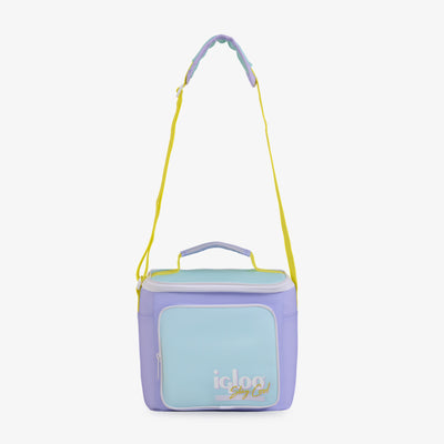 Strap View | Retro Square Lunch Bag::Lilac::Adjustable shoulder strap