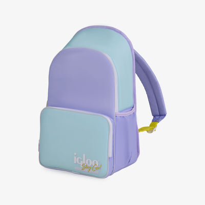 Angle View | Retro Backpack Cooler::Lilac::Soft, exterior fabric