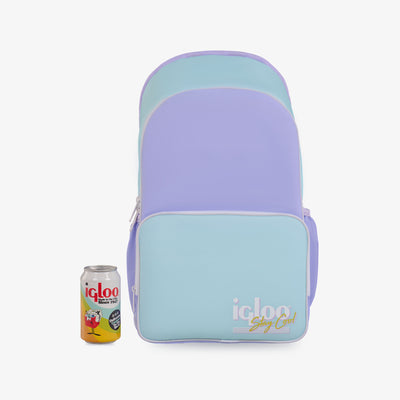 Size View | Retro Backpack Cooler::Lilac::Holds up to 20 cans