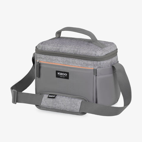 Angle View | Everyday Lunch Rounded Cube Cooler Bag::Gray::Storage pockets 
