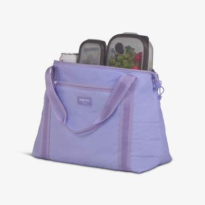 Open View | Packable Puffer 20-Can Cooler Bag::Lilac::Fully insulated 