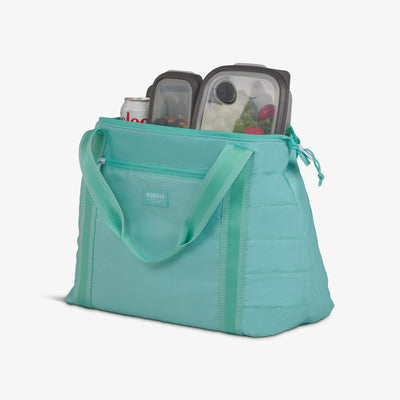 Open View | Packable Puffer 20-Can Cooler Bag::Seafoam::Fully insulated 