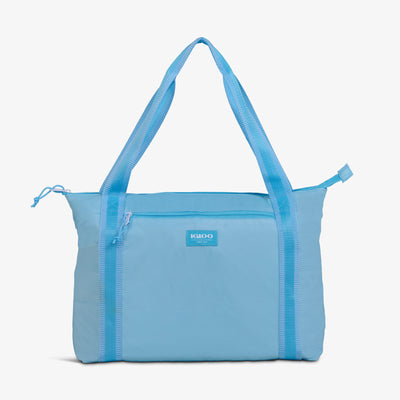 Front View | Packable Puffer 20-Can Cooler Bag::Powder Blue::