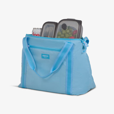 Open View | Packable Puffer 20-Can Cooler Bag::Powder Blue::Fully insulated
