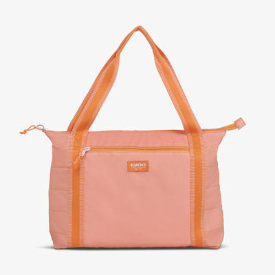 Front View | Packable Puffer 20-Can Cooler Bag::Apricot::