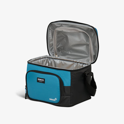 Open View | Latitude Hardtop Gripper 22-Can Cooler Bag::Modern Blue::Two compartments 