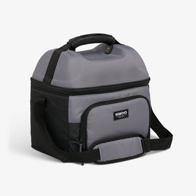 Angle View | Latitude Hardtop Gripper 22-Can Cooler Bag::Carbonite::Storage pocket 