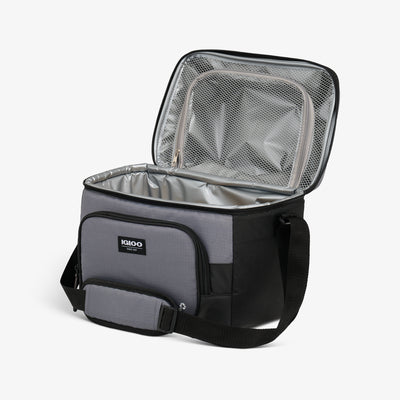 Open View | Latitude Hardtop Gripper 22-Can Cooler Bag::Carbonite::Two compartments 