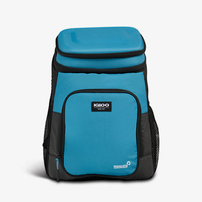 Front View | Latitude Hardtop 18-Can Backpack::Modern Blue::100% recycled polyester exterior 
