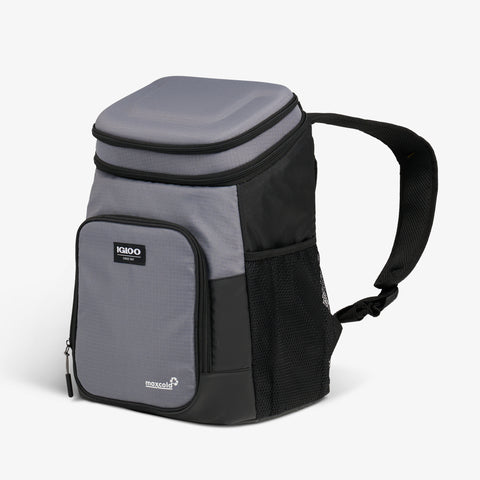 Angle View | Latitude Hardtop 18-Can Backpack::Carbonite::Adjustable, padded straps 